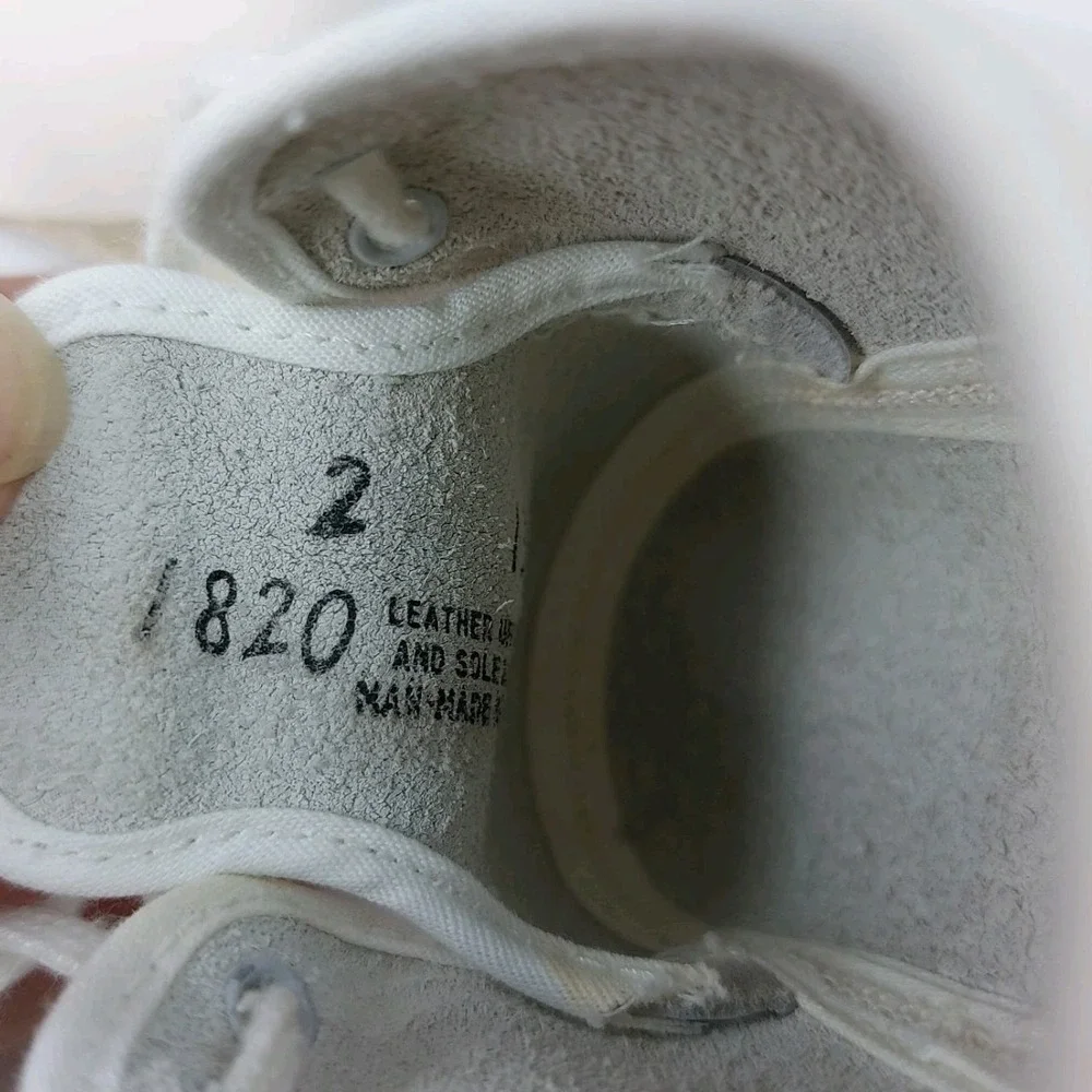 Vintage Baby Deer Infant Crib‎ Shoes Size 2 In Box White Leather Laceup